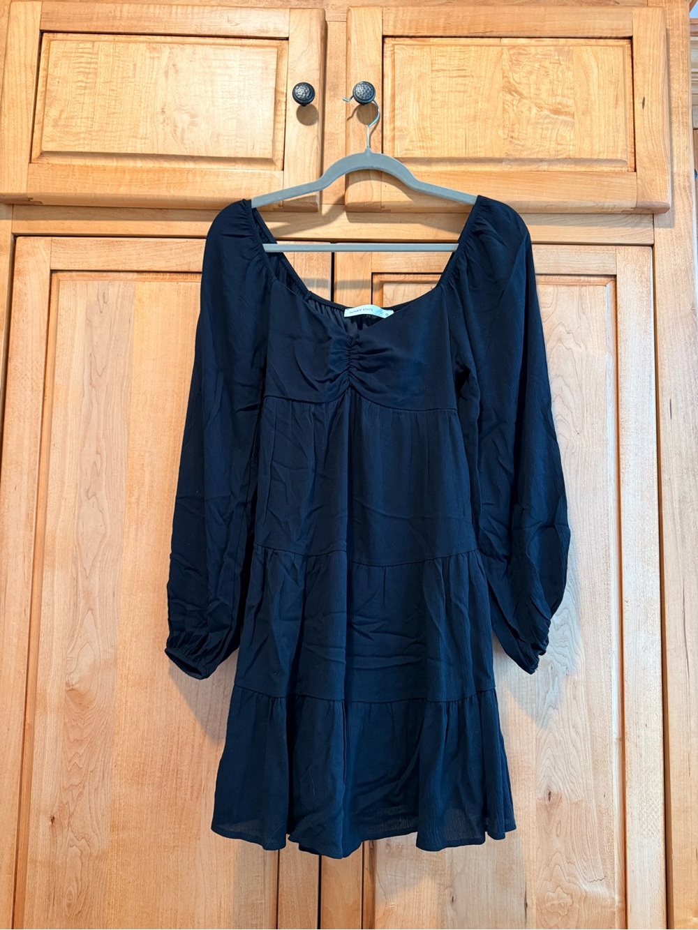 Altar'd State Navy Blue Tiered Midi Dress